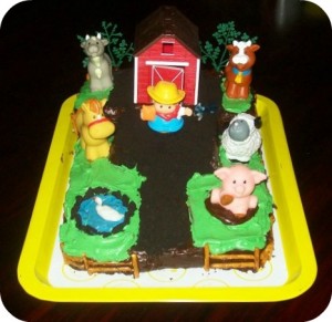 front of cake