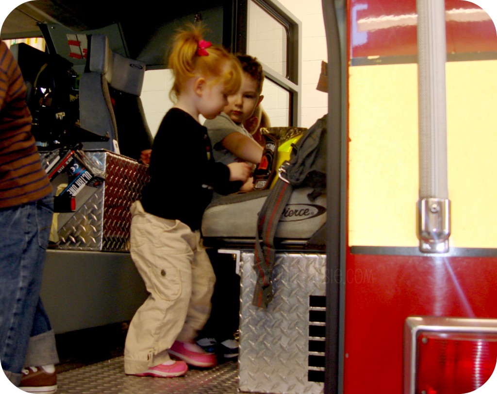 toddlers in fire truck