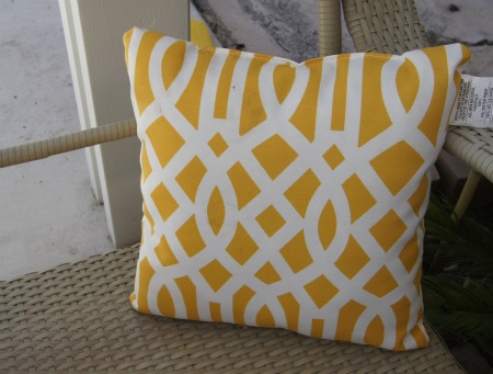 yellow printed pillow