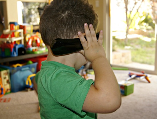 Toddler Using Good Call Handset Toddler Using Good Call Handset