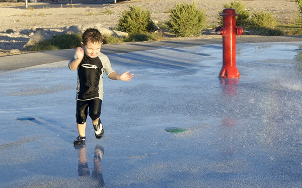 Running in the splash pad Running in the splash pad
