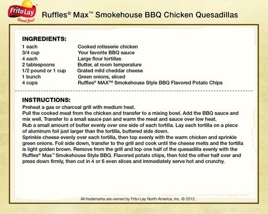 ruffles max bbq chicken quesadillas recipe