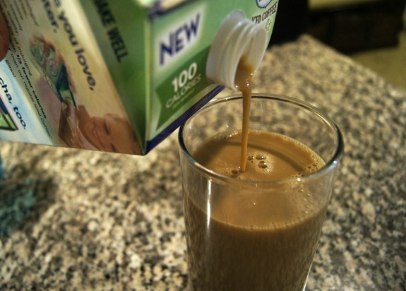 International Delight Light Iced Coffee pouring International Delight Light Iced Coffee pouring