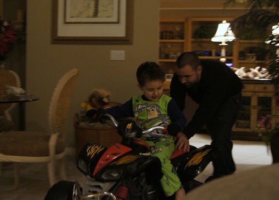 Shane and Daddy riding Kawasaki