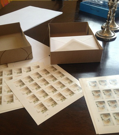 stamping and addressing wedding invitations