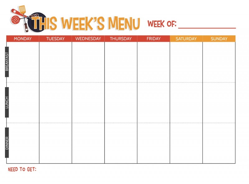 Free Printable Weekly Meal Plan Sheet