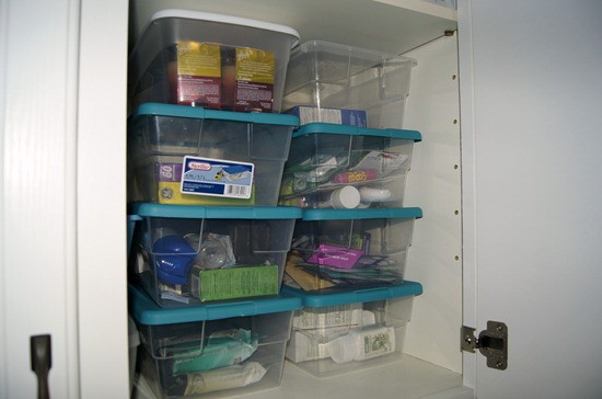 clear shoeboxes as storage