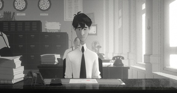 HEART, IMAGINATION... AND PAPER - A young New Yorker has only his heart, imagination and a stack of papers to get the attention of the girl of his dreams in "Paperman," an innovative short about destiny and the power of second chances. In theaters Nov. 2, 2012, in front of "Wreck-It Ralph." ©2012 Disney. All Rights Reserved.