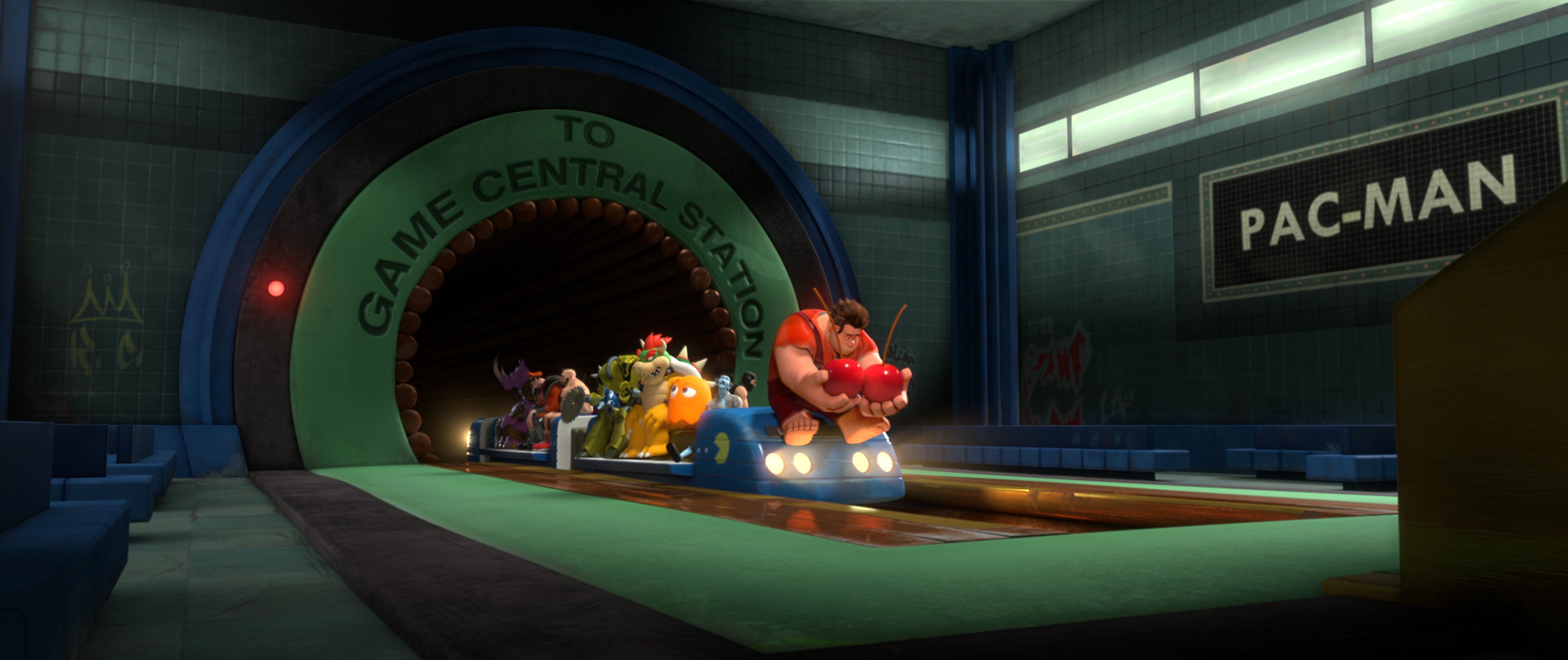 BAD-GUY BLUES - Wreck-It Ralph and a few fellow arcade-game bad guys head back to their games via Game Central Station following a BadAnon support group meeting where Ralph learns that being a Bad Guy in his game doesn't make him a bad guy. Still, he can't help but wonder what it would be like to be the hero. "Wreck-It Ralph" hits theaters Nov. 2, 2012, in Disney Digital 3D™ in select theaters. © 2012 Disney. All Rights Reserved.