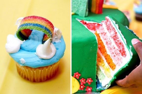 Somewhere Over the Rainbow Cupcake and Rainbow Cake- Ultimate Oz Party