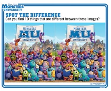 Monsters University Spot the Difference