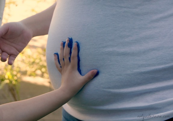 Handprint on t-shirt gender reveal