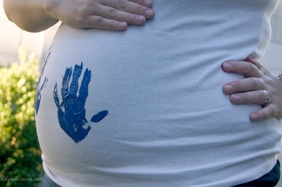 It's a Boy! Blue Handprint Gender Reveal @notquitesusie