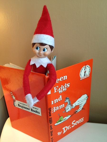 Elf on the Shelf reading a favorite book!