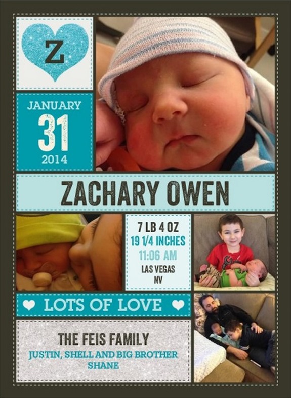 Zachary Owen Birth Announcement