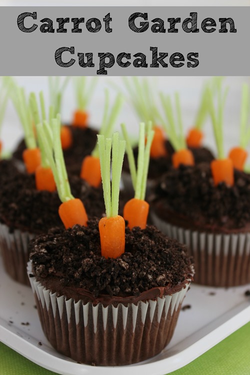 Pudding Filled Carrot Garden Cupcakes perfect for Spring or Easter!