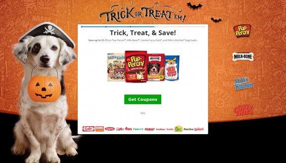 Get Coupons for your favorite dog treat brands! #TrickOrTreatEm #shop