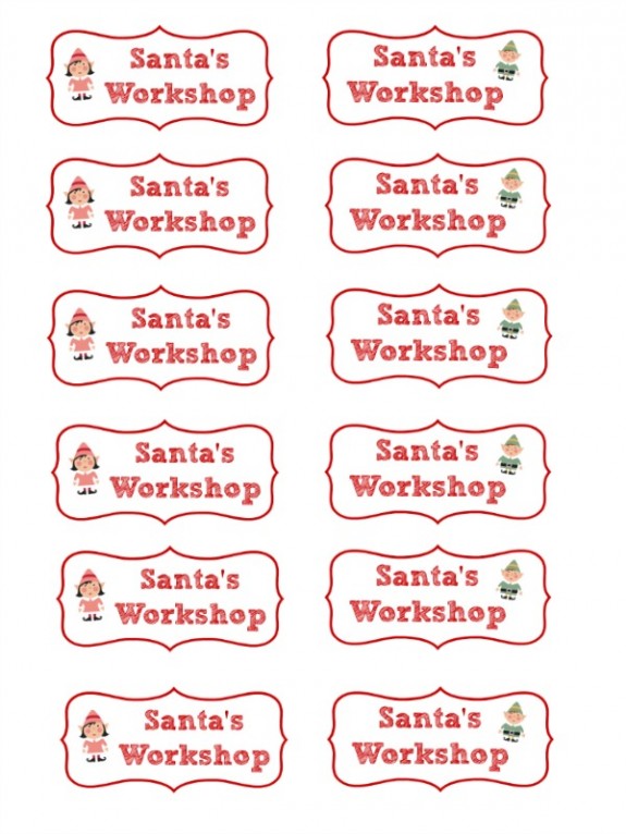 Free Printable Santa's Workshop Cupcake Toppers