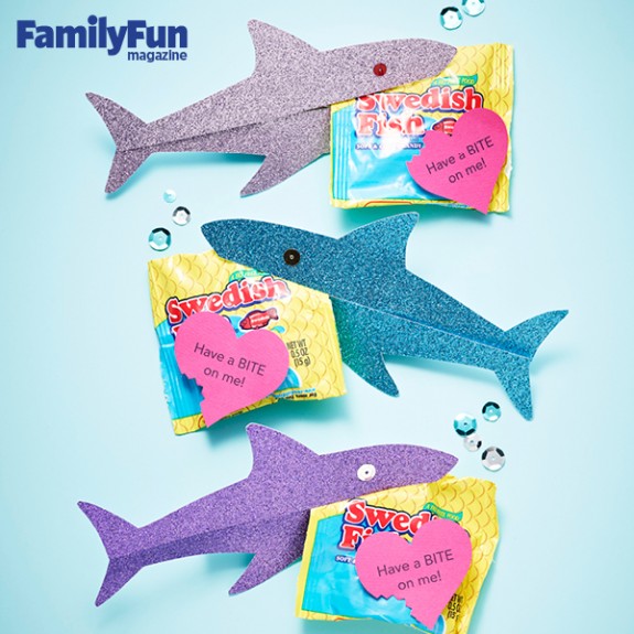 Shiny Shark Candy Cards for Valentine's Day