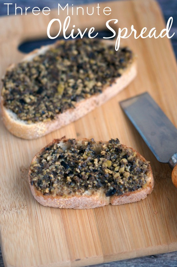 Three Minute Olive Spread- the perfect last minute, easy appetizer for parties or drop in guests!!!