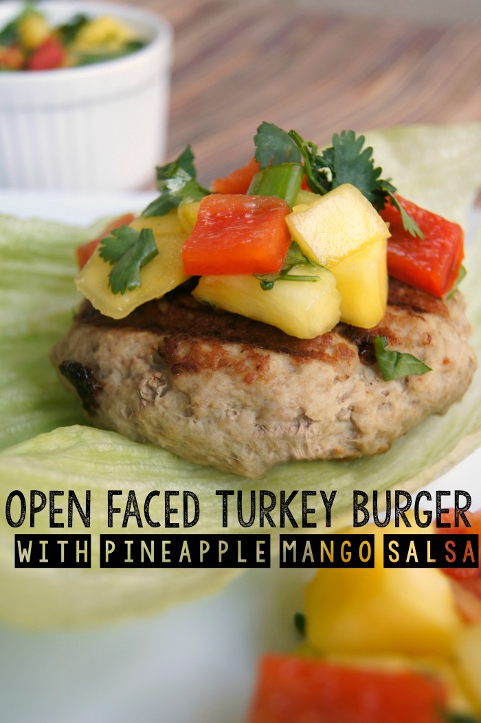 Open Faced Turkey Burger with Pineapple Mango Salsa- a fresh and yummy Paleo dinner perfect for summer or anytime!