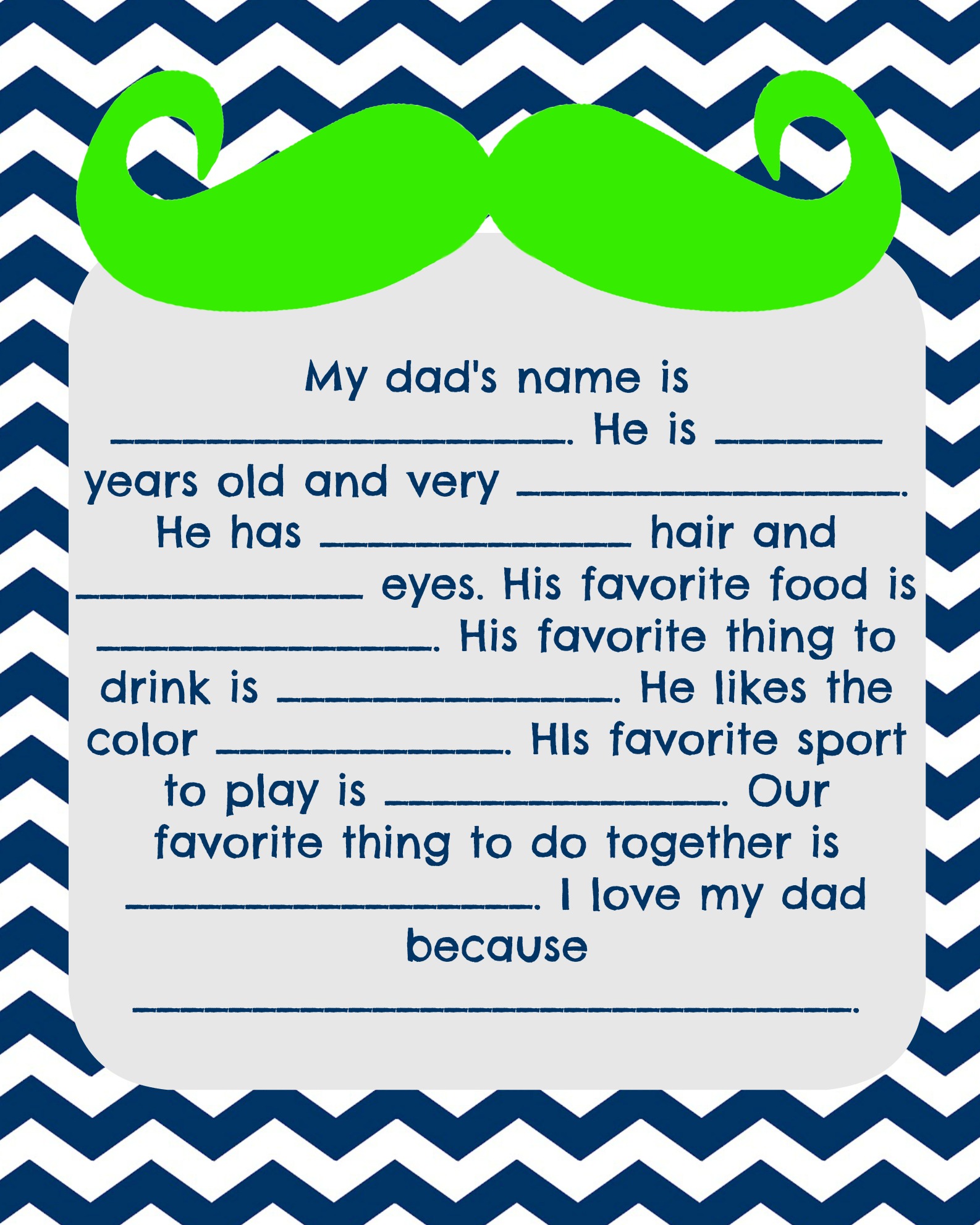About My Dad- Free Father's Day Printable - {Not Quite} Susie Homemaker