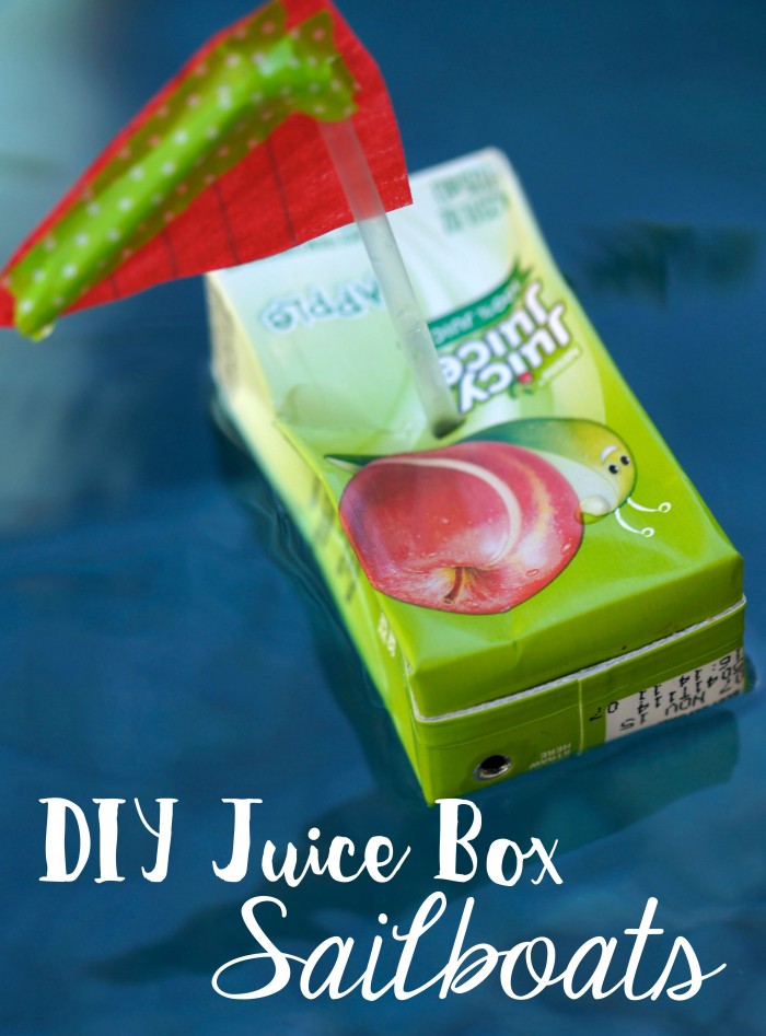 Looking for fun and free at home outdoor summer activities for kids? These DIY Juice Box Boats are a great way to take up an afternoon- build them by upcycling things from around the house and then set sail!