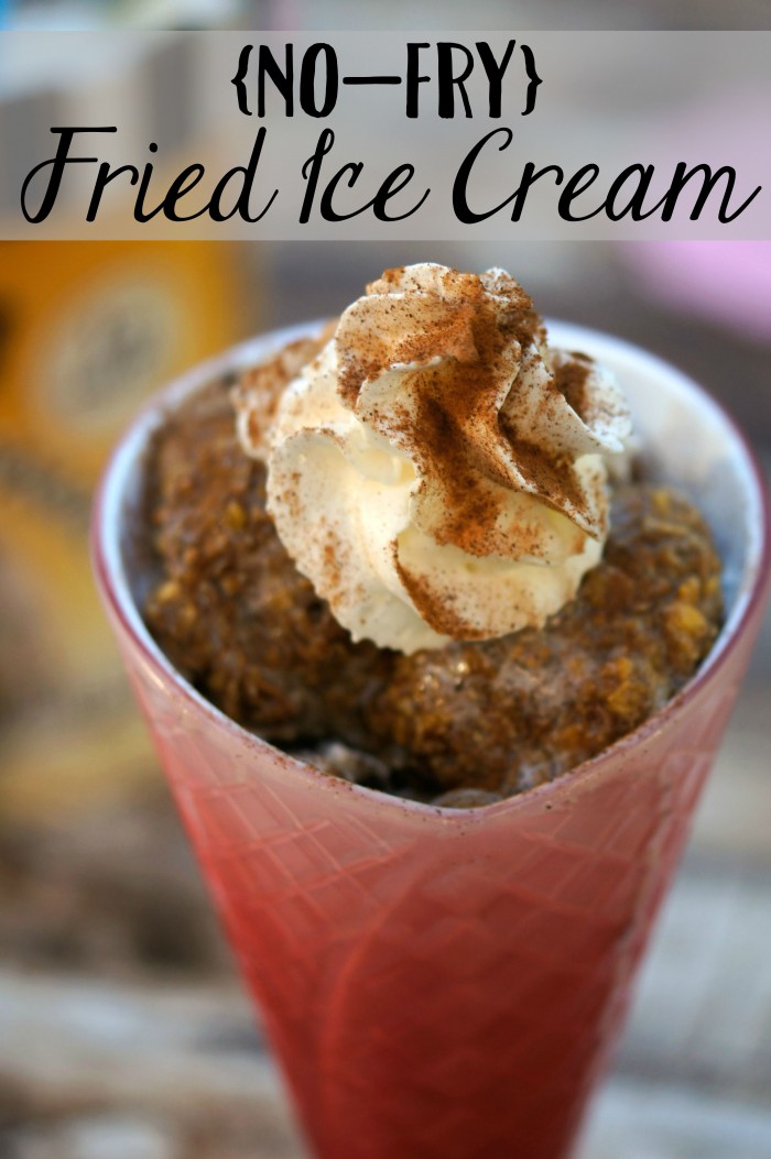 Fried ice cream is a delicious Mexican dessert- but you can have a homemade no fry version with this easy recipe! No deep fry is needed for this delicious recipe, just some corn flakes, a few delicious ingredients, and of course- ice cream! #icecream #recipes #dessert