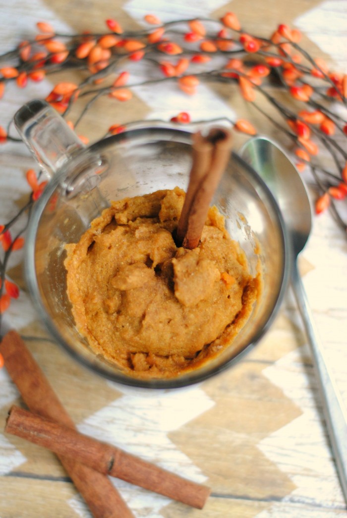 Pumpkin Mug Cake- This cake is made in a coffee mug in the microwave and takes just 90 seconds! The perfect portion-controlled snack to indulge your sweet tooth and pumpkin cravings!