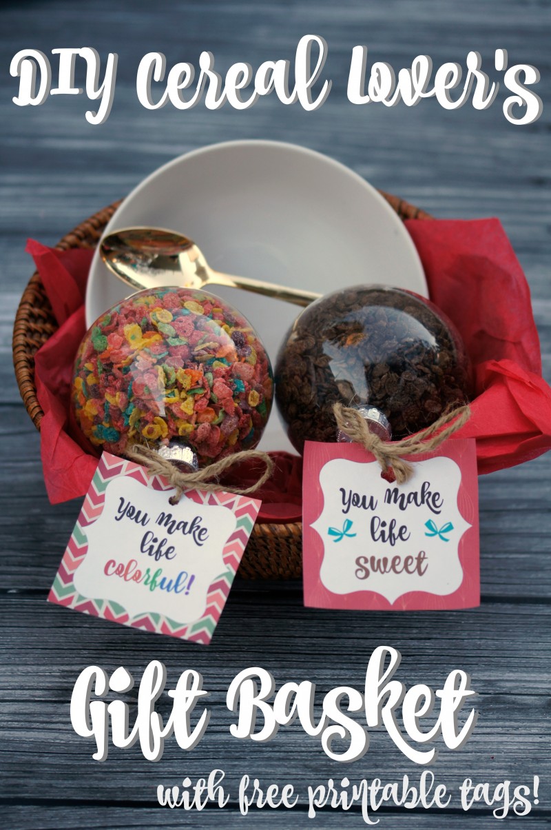 DIY Cereal Lover's Gift Basket with Free Printable Tags!