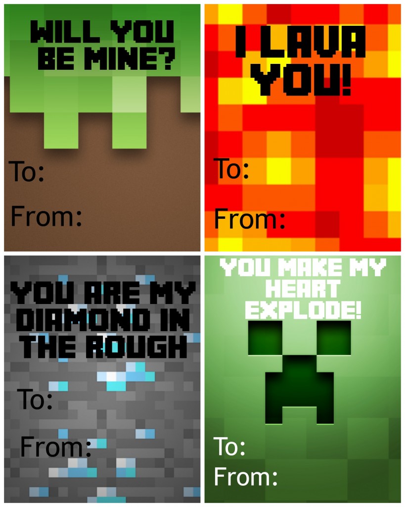 Free Printable Minecraft Valentine's Day Cards - {Not Quite} Susie ...