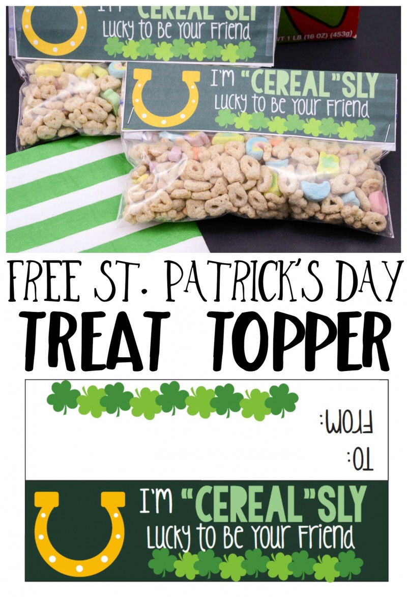 Free Printable St. Patrick's Day Treat Topper