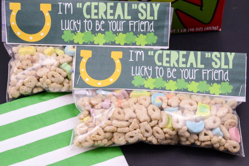 I'm Cerealsy Lucky to Be Your Friend Free Printable Treat Topper for St. Patrick's Day