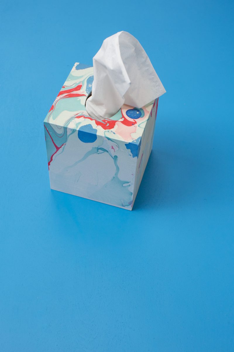 DIY Marbleized Tissue Box Teacher Gift