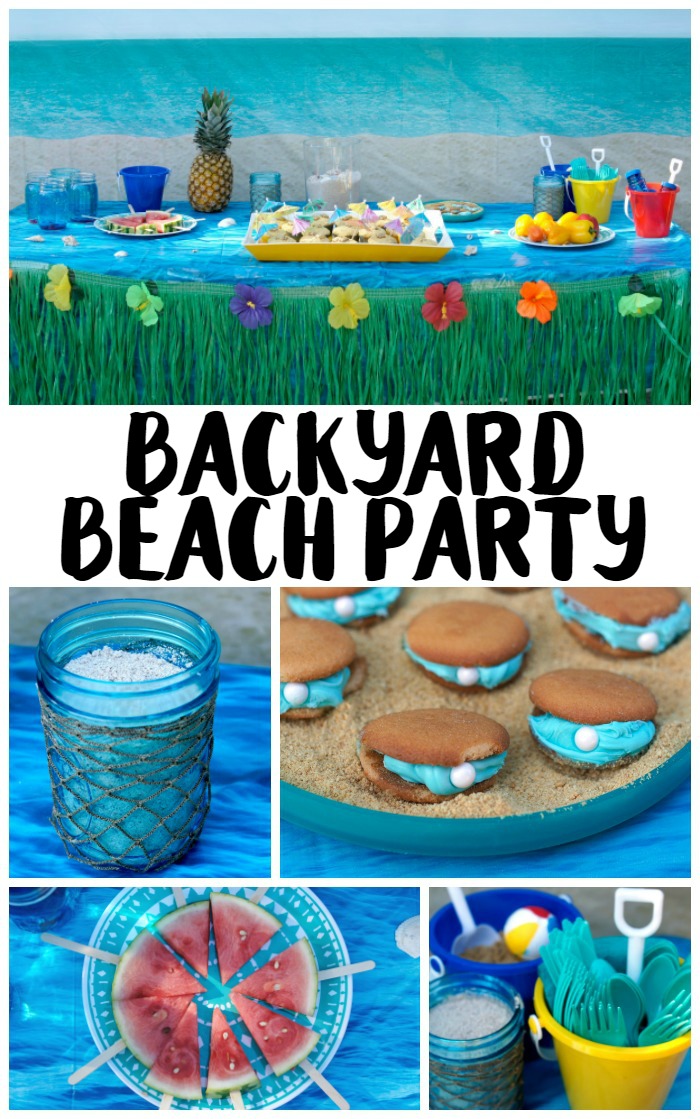 Need ideas for your Backyard Beach Theme Party? Whether you’re having a Hawaiian Luau birthday party or just celebrating summer with the kids, we’ve got you covered! From the mason jar decorations to the DIY beach ball Frisbee game to the beach cupcakes, we’re sharing all kinds of food, games, and décor ideas to make your party fun in the sun!