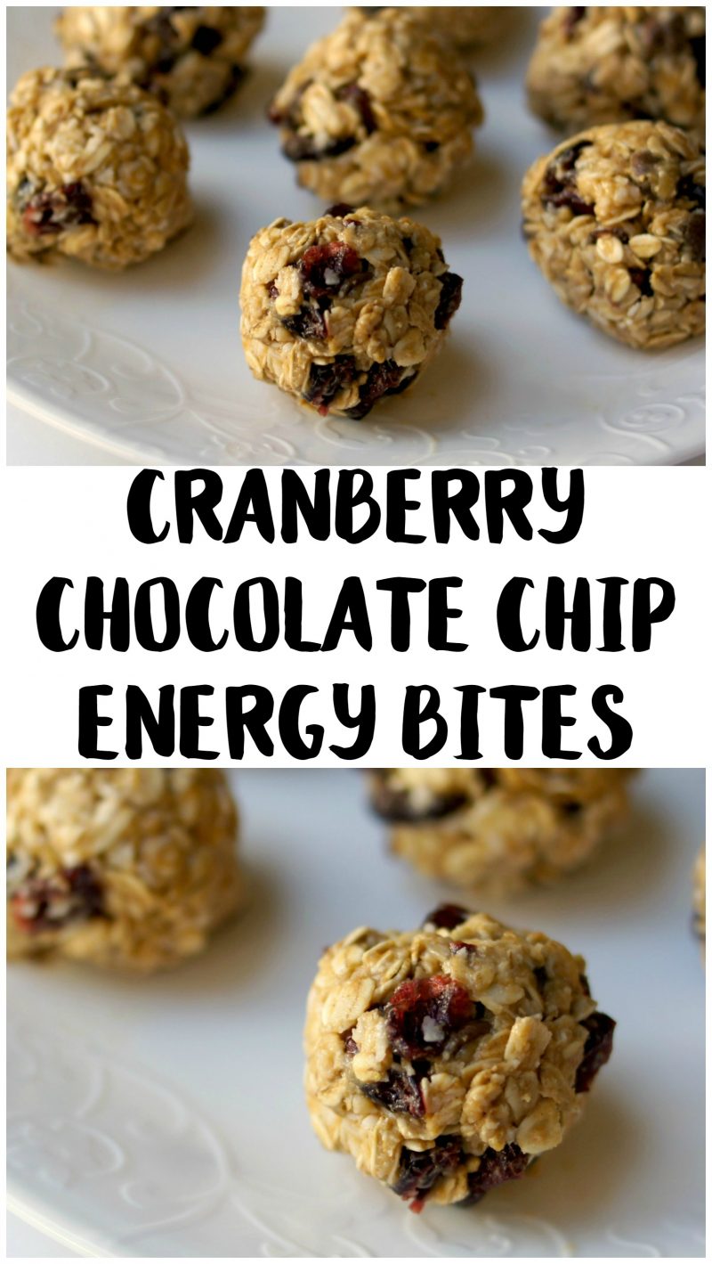 These No Bake Cranberry Chocolate Chip Energy Bites are full of healthy goodness! They start with oatmeal and bring lots of protein thanks to the peanut butter- and they’re naturally sweetened with honey. This recipe is great for kids and adults alike!