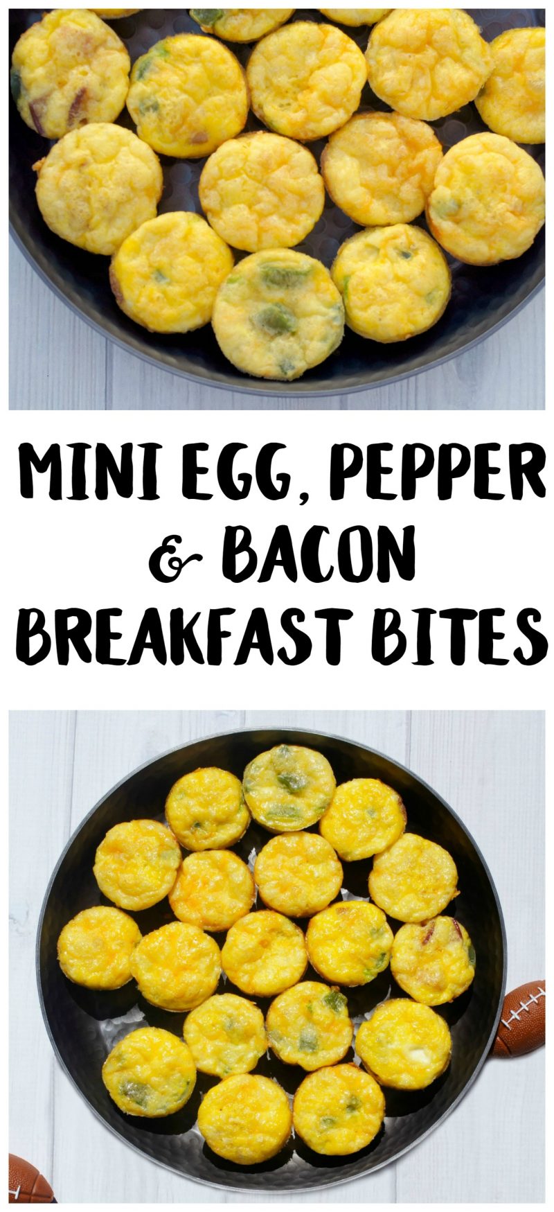 Whether you’re looking for make ahead healthy breakfast options or serving up appetizers for a football party, you have to try these Mini Breakfast Bites! They are made with egg, bacon, and veggies in mini muffin tins and are so easy to make and to customize!