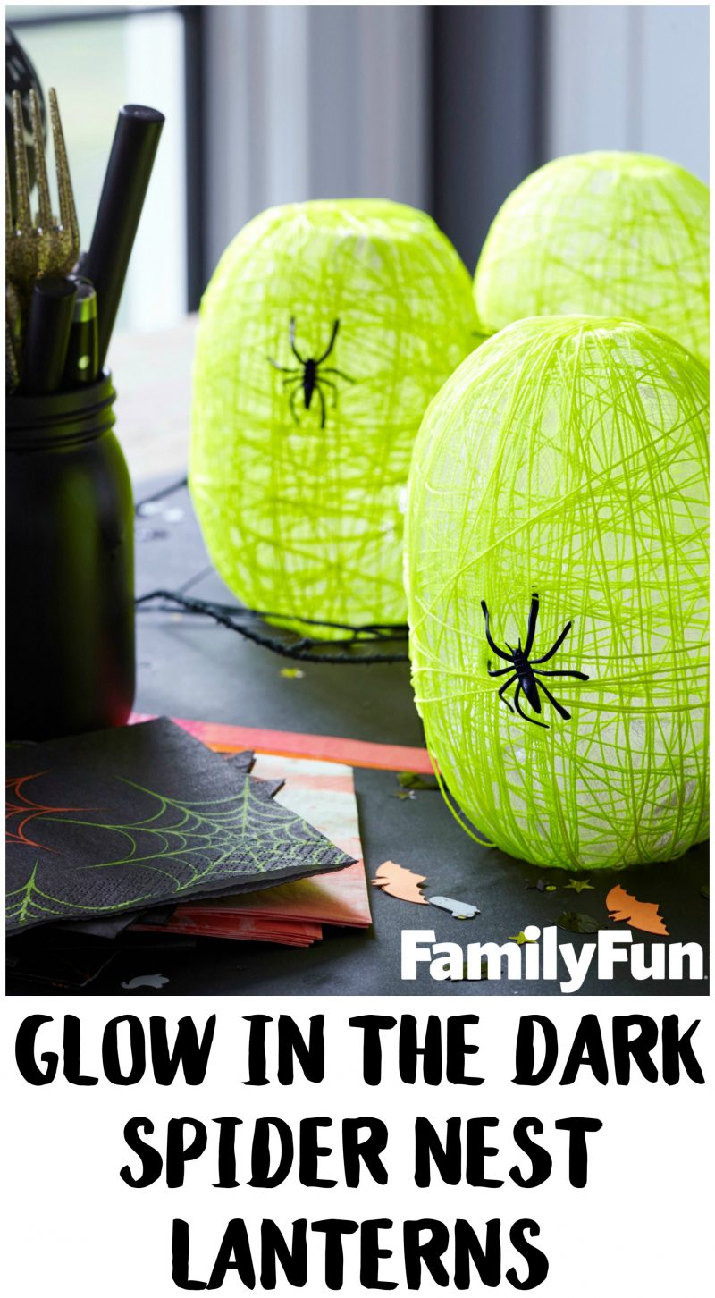 Looking for easy DIY Halloween crafts and decorations ideas? These Glow in the Dark Spider Nest Lanterns are just the right amount of scary for kids and teens alike- and they’re perfect for Halloween party decor!