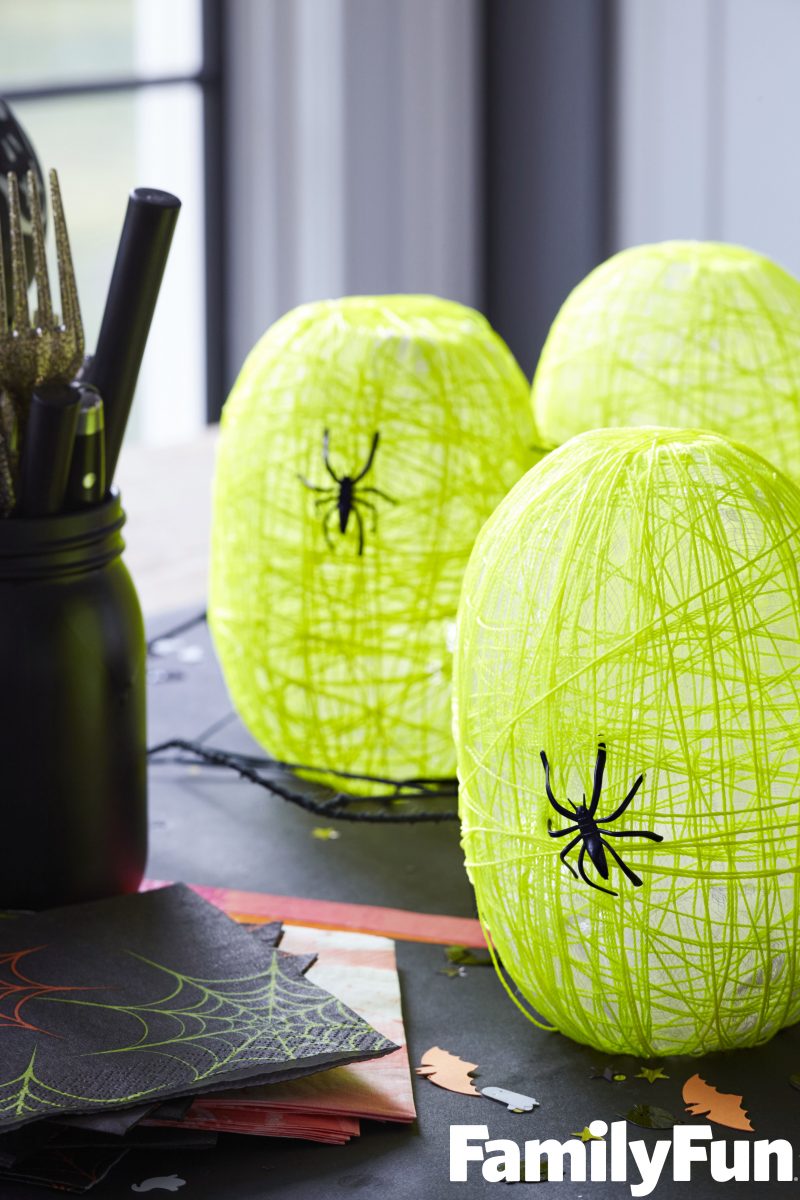 Looking for easy DIY Halloween crafts and decorations ideas? These Glow in the Dark Spider Nest Lanterns are just the right amount of scary for kids and teens alike- and they’re perfect for Halloween party decor!