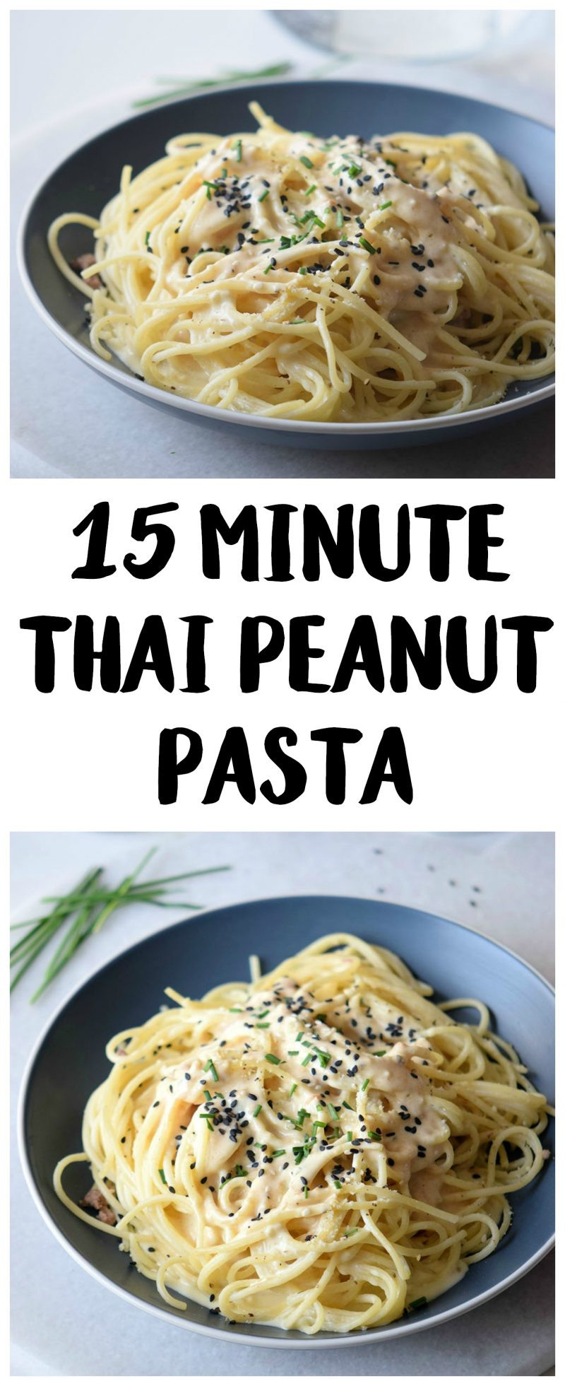 Sick of having leftover chicken nuggets for dinner on busy weeknights? Try this super easy, fast, and yummy Thai Peanut Pasta! With a creamy thai peanut sauce coating the delicious noodles, this simple vegetarian recipe is a real winner for the whole family.