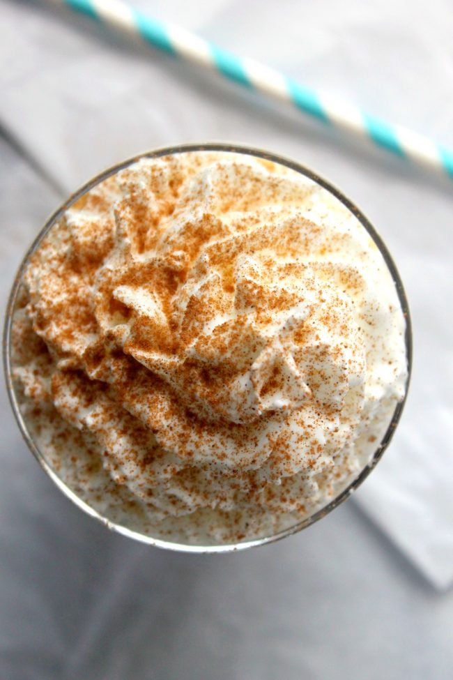 Tis the season for the famous PSL- Pumpkin Spice Lattes! But what do you do when it’s still too warm outside for hot coffee? You DIY it with a Homemade Pumpkin Spice Frappe! This cold iced beverage is so easy to make and you can even use syrup to make it a little closer to Paleo. {There’s still milk though, but you could always substitute!} Skip the long line at Starbucks and make this in your fridge overnight!