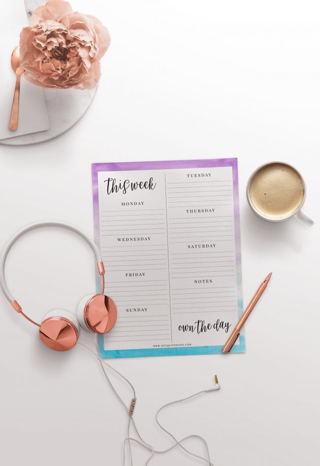 Easily keep track of your daily and weekly college, work or personal life obligations with this free printable weekly planner sheet! Print one for each week and have fun with them- add stickers, DIY a planner notebook, or whatever you’d like! Grab the completely free download now and save this pin for when you need more!