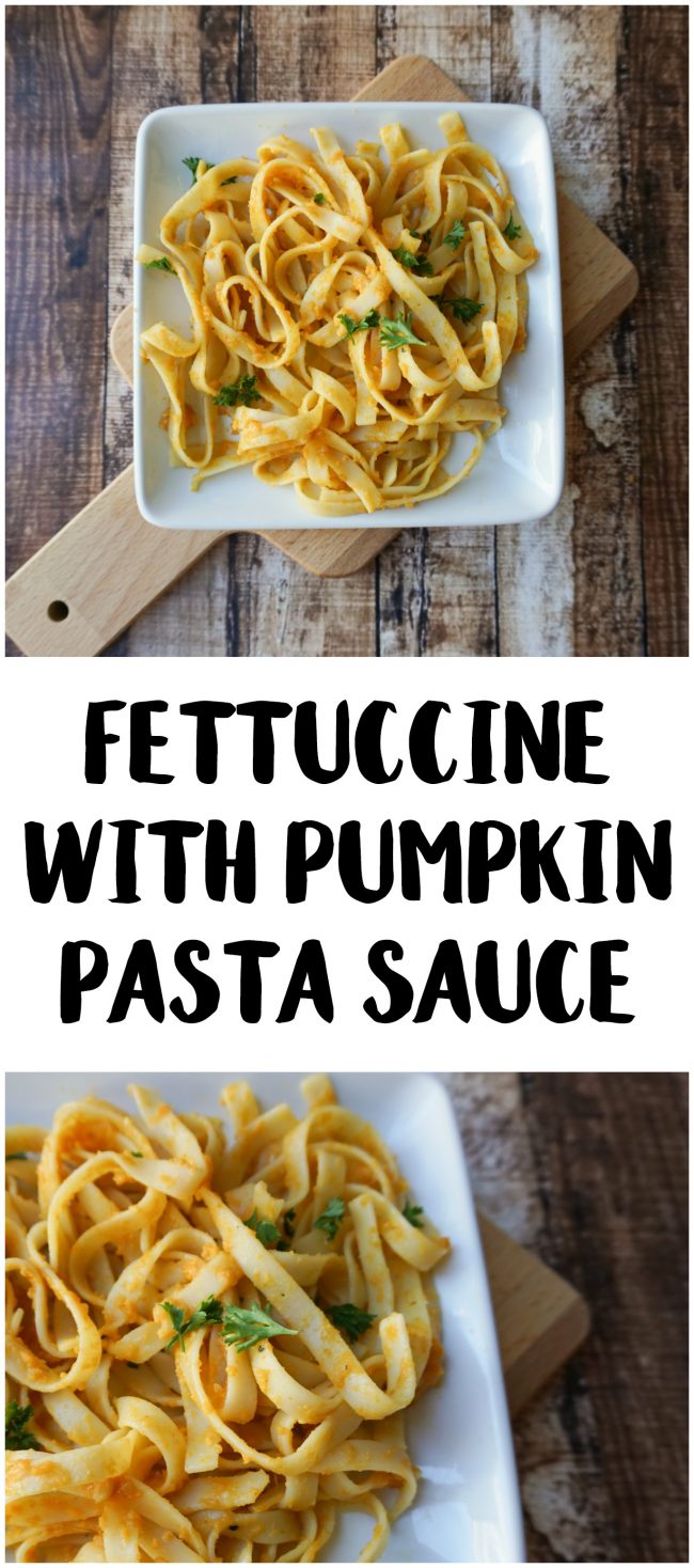 I love fettuccine- but my lactose intolerance doesn’t love alfredo anymore. I get sick of using the same marinara all the time so I decided to make a delicious and light pumpkin pasta sauce perfect for the fall- or really any time! You can enjoy the recipe alone or add some chicken in for some extra protein.