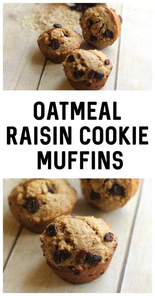 Make breakfast a little extra sweet with this Oatmeal Raisin Cookie Muffins recipe! They are healthy and so easy to bake!