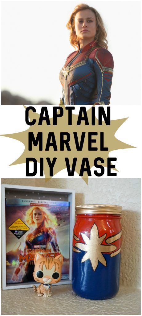 Who doesn’t love the Captain Marvel movie inspired by the comics? Brie Larson was totally kicking butt and Goose is the cutest Flerken ever- we need some Goose memes! In the meantime, you can make this DIY Homemade Captain Marvel Logo Jar Vase!