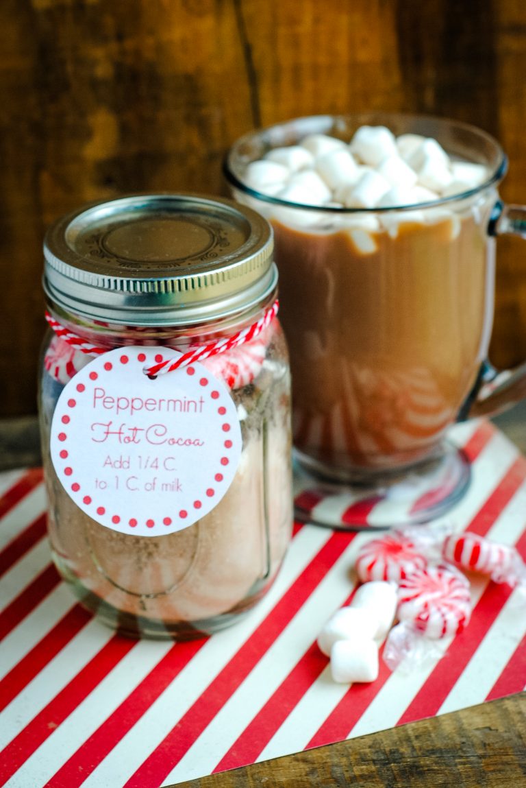 Easy Homemade Gift Idea Peppermint Hot Cocoa in a Jar {Not Quite