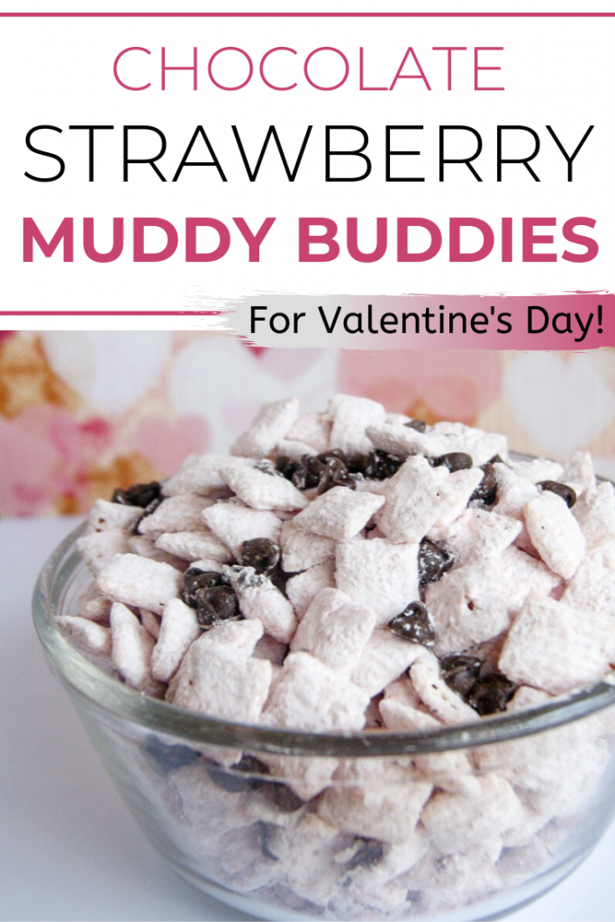 Muddy Buddy Snack Mix is not just for Christmas! With just a few small swaps, you can make this delicious Chex snack perfect for any holiday, including this Valentine’s Day version! It’s so easy to make and kids love Muddy Buddies!