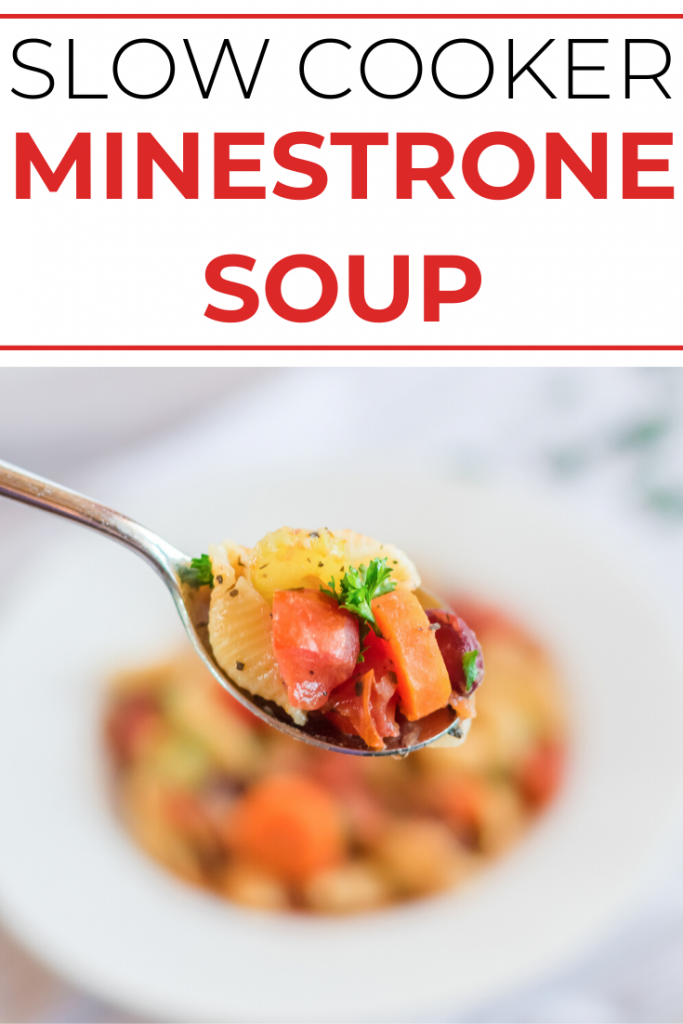 Need a new delicious, healthy vegetarian soup recipe? This Slow Cooker Minestrone Soup is so easy to make in your Crock Pot! It’s full of beans and vegetables for a healthy dinner and it makes enough to serve the whole family- with leftovers!