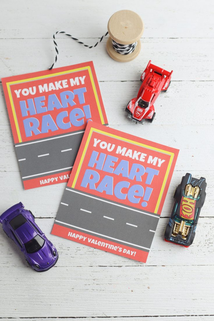 Free Printable Valentine's Day Cards "You Make My Heart Race" {Not
