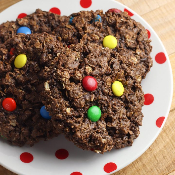 Plate of hazelnut chocolate cookies with candy